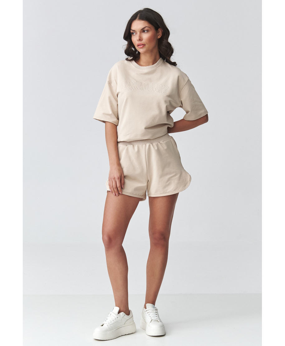 Komplet damski z szortami jasny beż M918