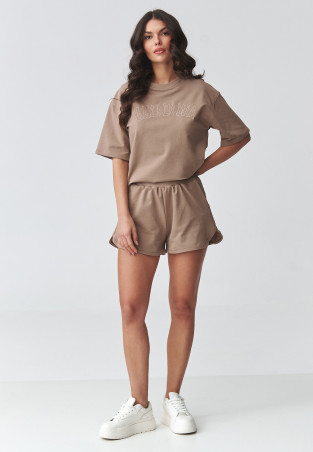 Komplet damski z szortami mokka M918