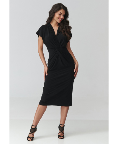 Sukienka midi z marszczeniem czarna M938