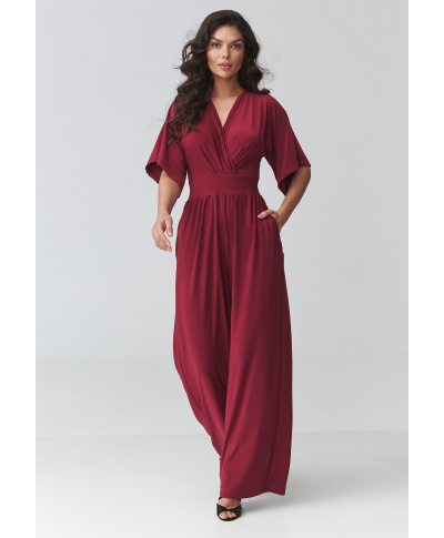 Kombinezon damski o nowoczesnym kroju bordowy M939