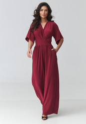 Kombinezon damski o nowoczesnym kroju bordowy M939
