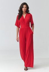 Kombinezon damski o nowoczesnym kroju czerwony M939