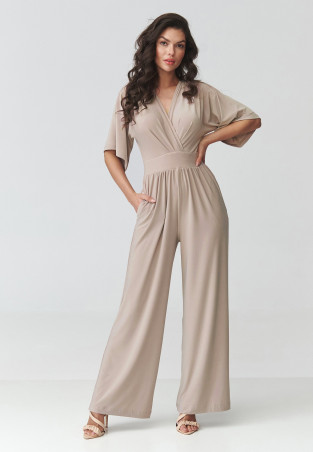 Kombinezon damski o nowoczesnym kroju jasny beż M939