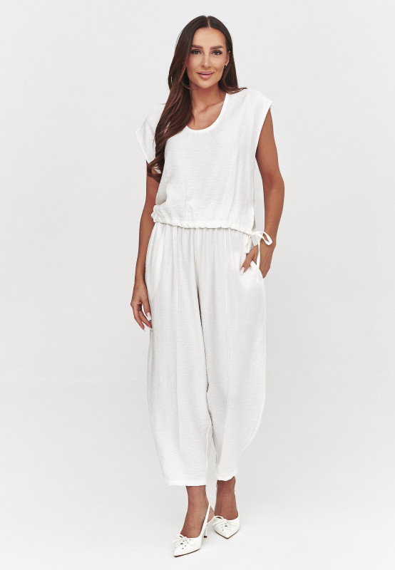 Stylowy komplet damski casual ecru C53