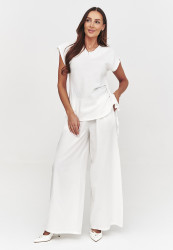 Elegancki komplet damski z paskiem biały C55