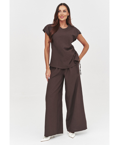 Elegancki komplet damski z paskiem czekoladowy C55