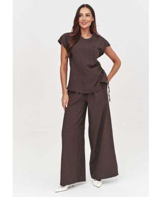 Elegancki komplet damski z paskiem czekoladowy C55