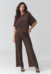 Stylowy komplet damski czekoladowy M940