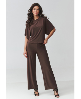 Stylowy komplet damski czekoladowy M940