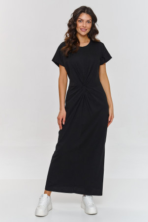 Sukienka maxi z przełożeniem w talii czarna M878