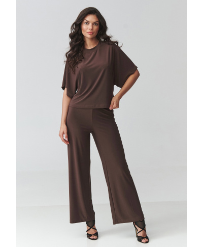 Stylowy komplet damski czekoladowy M940