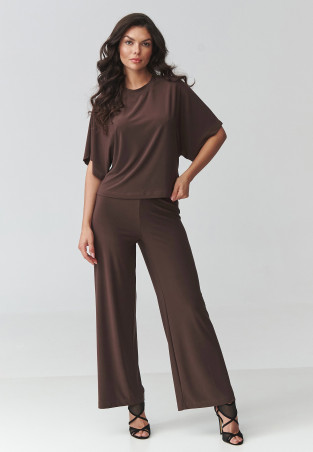 Stylowy komplet damski czekoladowy M940