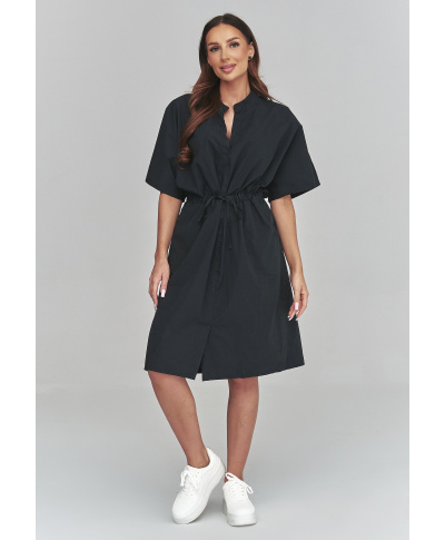 Sukienka damska casual z wiązaniem w talii czarna C62