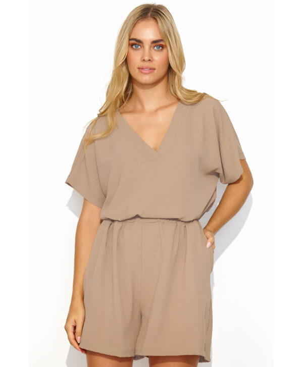 Sieviešu komplekts ar platām šortiem kapučīno krāsā M832