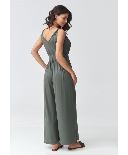 Sieviešu elegants kombinezons ar lencēm haki M925