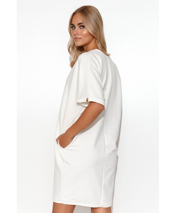 Sieviešu kimono tipa sporta kleita krēmkrāsā M778