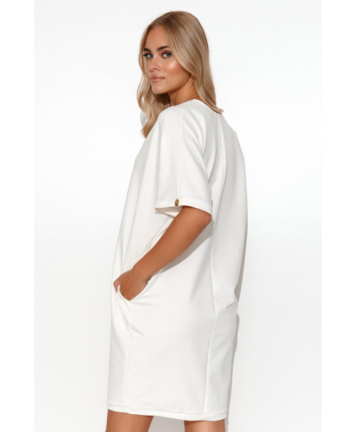 Sieviešu kimono tipa sporta kleita krēmkrāsā M778