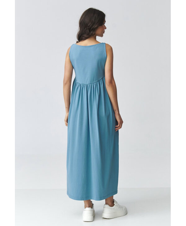 Suknelė maxi su kišenėmis mineralinė M932