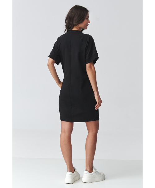 Sieviešu oversize sporta kleita ar īsām piedurknēm, melna M920