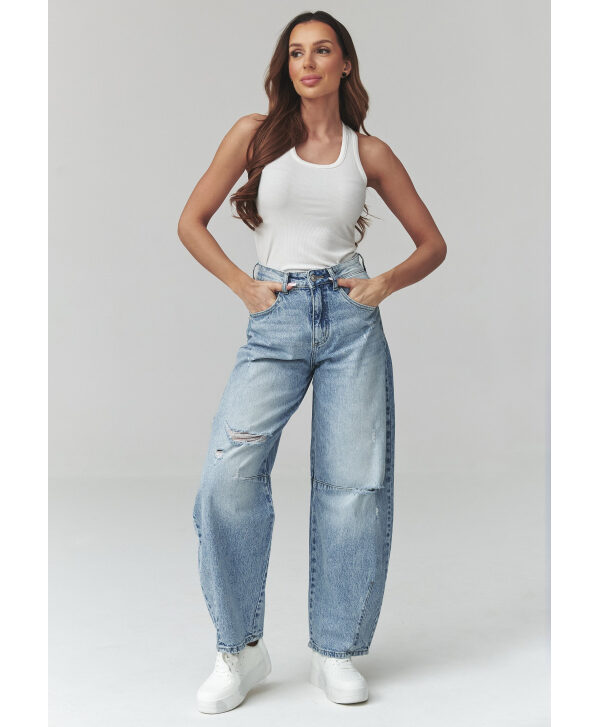 Moteriški džinsai su nusidėvėjimais denim C50