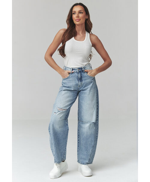 Moteriški džinsai su nusidėvėjimais denim C50