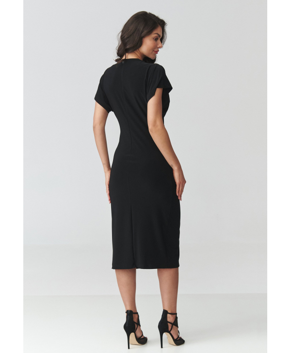 Melna midi kleita ar volāniem M938