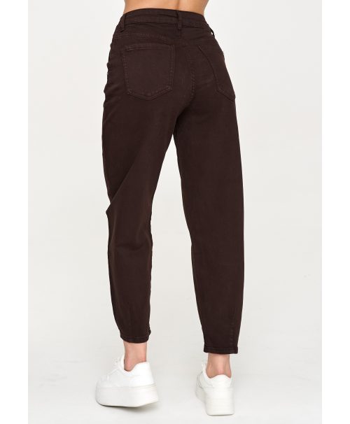 Jeansy mom fit z wysokim stanem czekoladowe C31