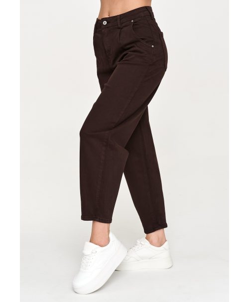 Jeansy mom fit z wysokim stanem czekoladowe C31