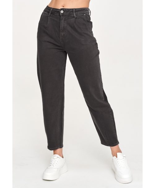 Jeansy mom fit z wysokim stanem grafitowe C31