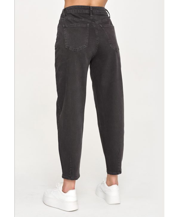 Jeansy mom fit z wysokim stanem grafitowe C31