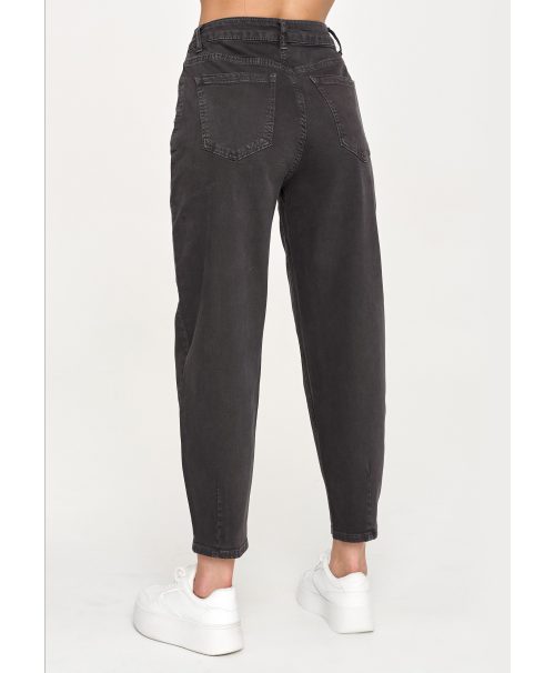 Jeansy mom fit z wysokim stanem grafitowe C31