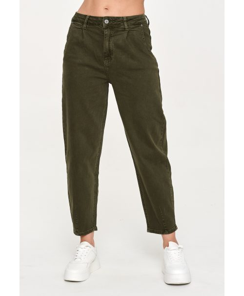 Jeansy mom fit z wysokim stanem khaki C31