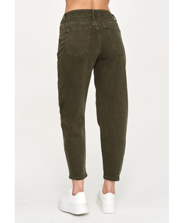 Jeansy mom fit z wysokim stanem khaki C31