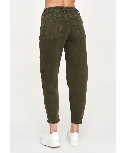 Jeansy mom fit z wysokim stanem khaki C31