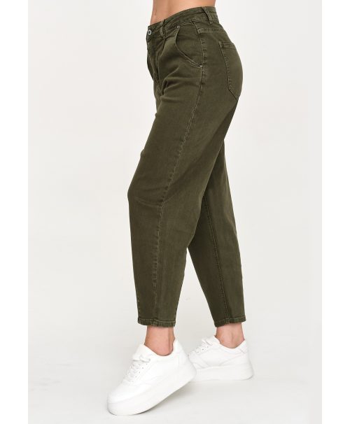 Jeansy mom fit z wysokim stanem khaki C31