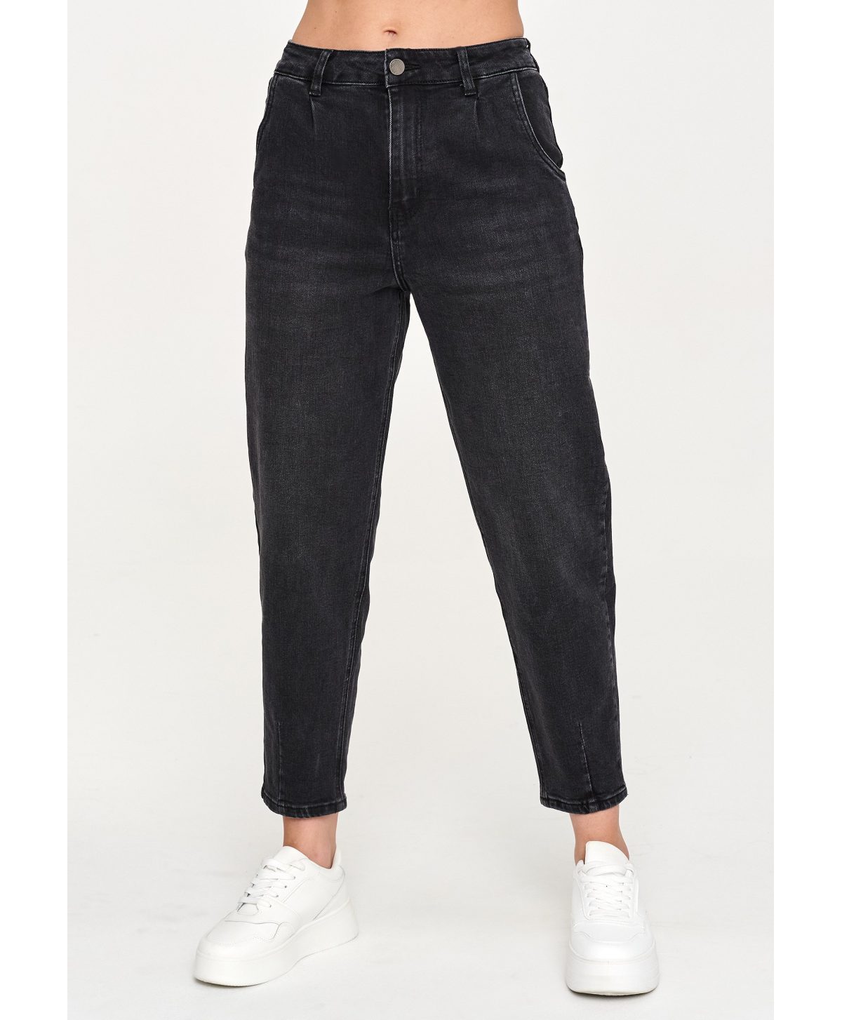 Jeansy mom fit z wysokim stanem czarny jeans C70