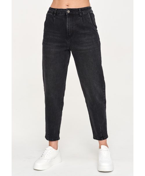 Jeansy mom fit z wysokim stanem czarny jeans C70