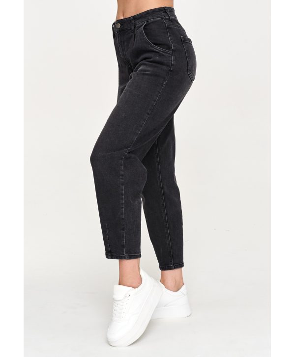 Jeansy mom fit z wysokim stanem czarny jeans C70