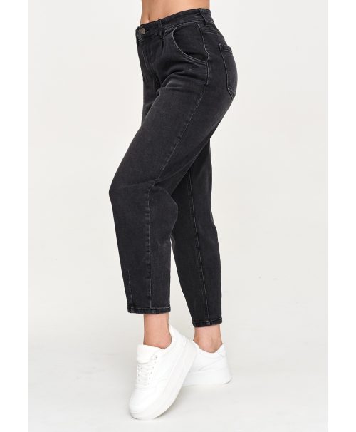 Jeansy mom fit z wysokim stanem czarny jeans C70