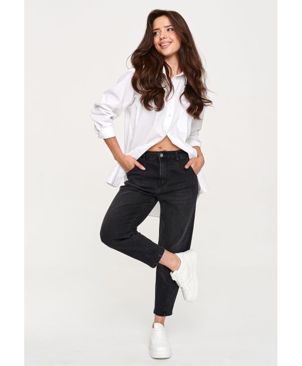 Jeansy mom fit z wysokim stanem czarny jeans C70