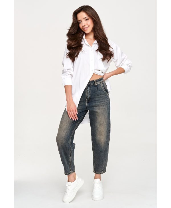 Jeansy mom fit z wysokim stanem retro jeans C70