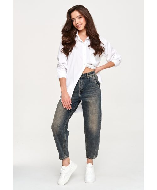 Jeansy mom fit z wysokim stanem retro jeans C70