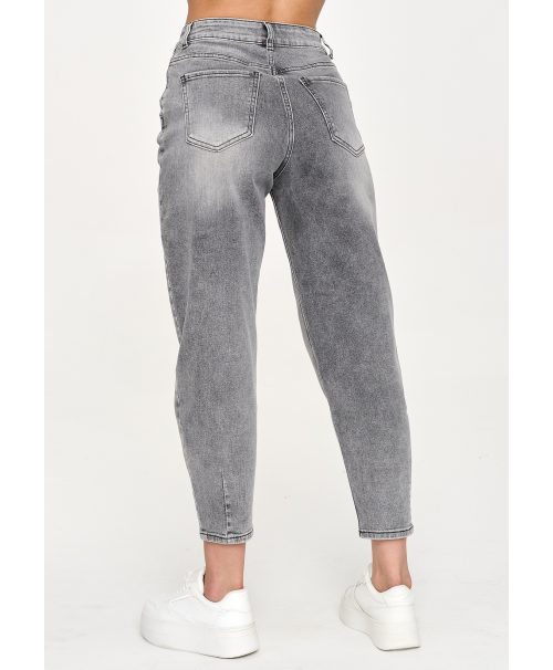 Jeansy mom fit z wysokim stanem szary jeans C70