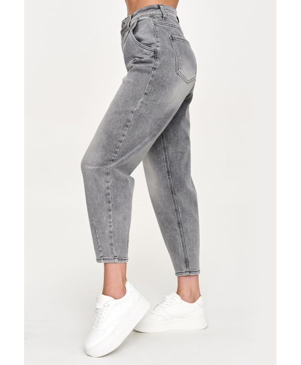 Jeansy mom fit z wysokim stanem szary jeans C70