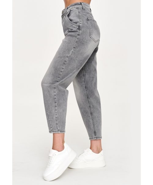 Jeansy mom fit z wysokim stanem szary jeans C70