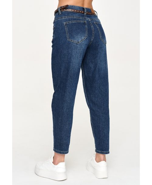 Spodnie jeansowe damskie Mom Fit – ciemny jeans C72