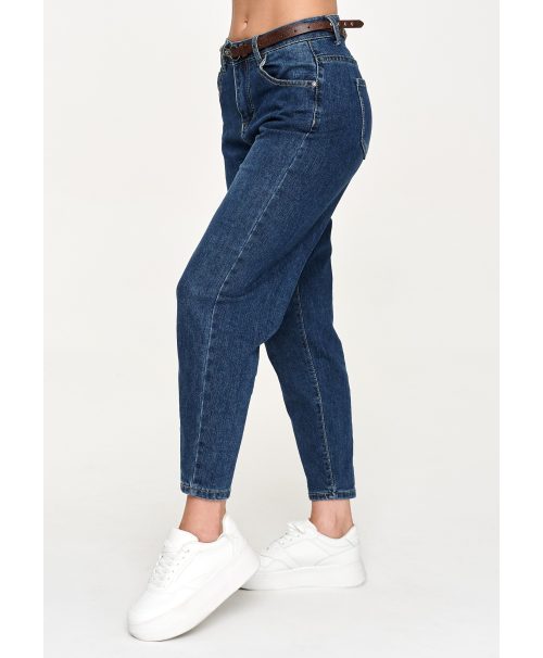 Spodnie jeansowe damskie Mom Fit – ciemny jeans C72
