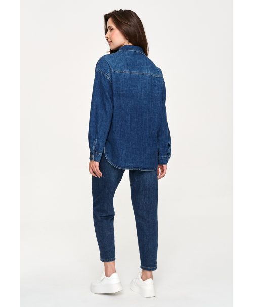 Spodnie jeansowe damskie Mom Fit – ciemny jeans C72