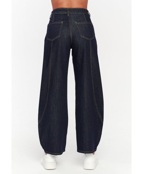 Jeansy damskie wide leg – modne spodnie z wysokim stanem ciemny jeans C78
