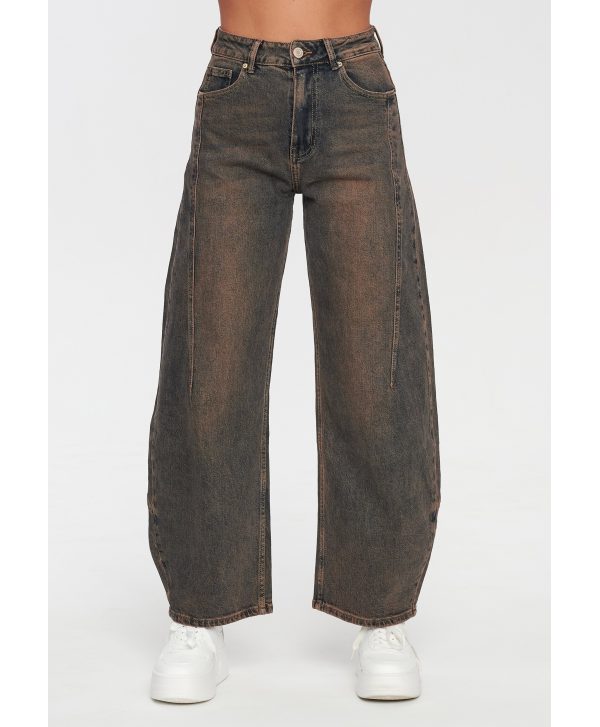 Jeansy damskie wide leg – modne spodnie z wysokim stanem retro jeans C78
